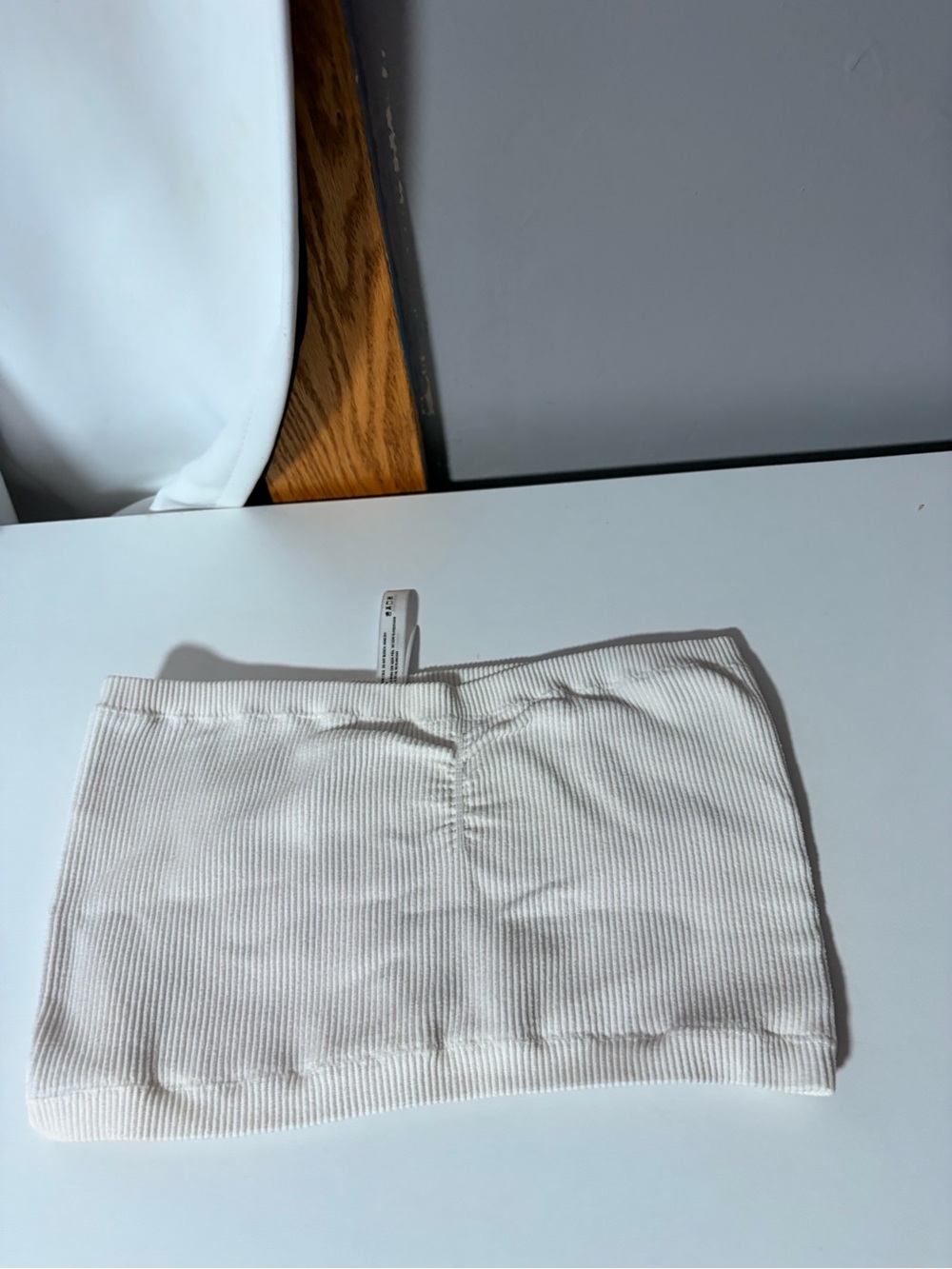 Love Tree Cream Ribbed Tube Mini Skirt